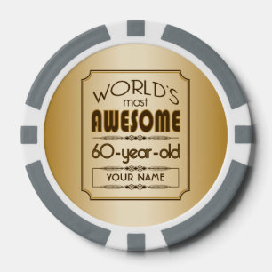 Gold 60th Birthday Celebration World Best Fabulous Poker Chips