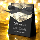 Gold 60th Birthday Party 70's Disco Ball Favor Box<br><div class="desc">Elevate your 60th birthday celebration with our Gold 70's Disco Ball Favour Box, designed to add a pop of colour and retro flair to your party. This favour box is the perfect complement to a disco-themed bash or any event where you want to infuse a touch of '70s nostalgia. In...</div>