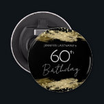 Gold 60th Birthday Party Bottle Opener<br><div class="desc">All text is adjustable and easy to change for your own party needs. Faux gold paint strokes. 60th birthday party gold and black confetti.</div>