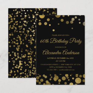 Gold 60th Birthday Party Gold Confetti Invitation