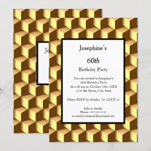 Gold 60th Birthday Party  Invitation