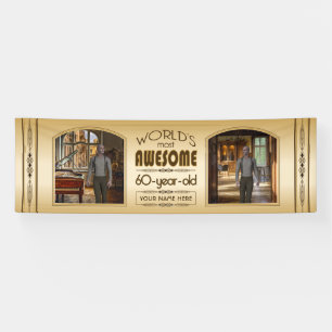 Gold 60th Birthday World’s Best Custom Photo Frame Banner