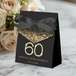 Gold 60th Diamonds Birthday Party Favor Box