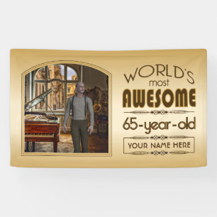Gold 65th Birthday World’s Best Custom Photo Frame Banner