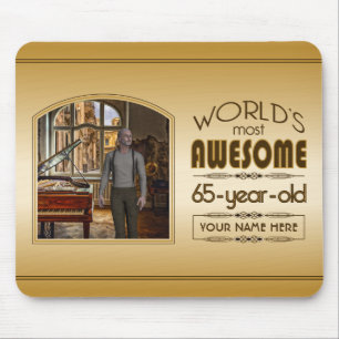 Gold 65th Birthday World’s Best Custom Photo Frame Mouse Pad