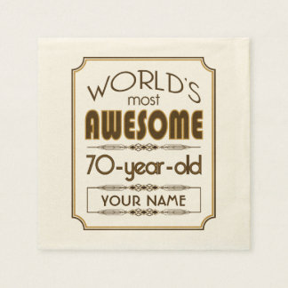 Gold 70th Birthday Celebration World Best Fabulous Napkin