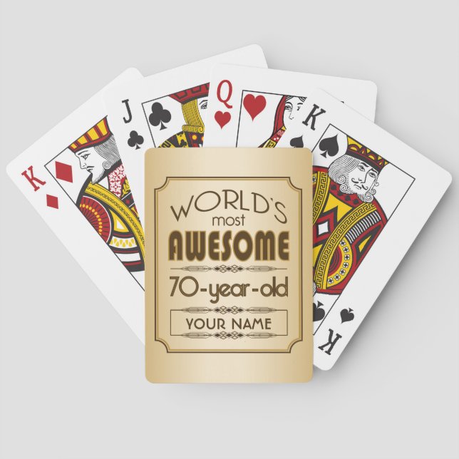 Gold 70th Birthday Celebration World Best Fabulous Playing Cards (Back)