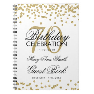 Gold 70th Birthday Guest Book Confetti