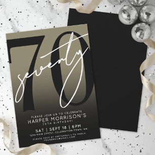 Gold 70th Birthday Party Invitation