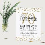 Gold 70th Birthday Save Date Confetti Save The Date<br><div class="desc">Elegant "70th Birthday Party" design with Gold Faux Glitter Confetti White and custom name and details text. Easy to use and easy to personalize. Order Today!</div>