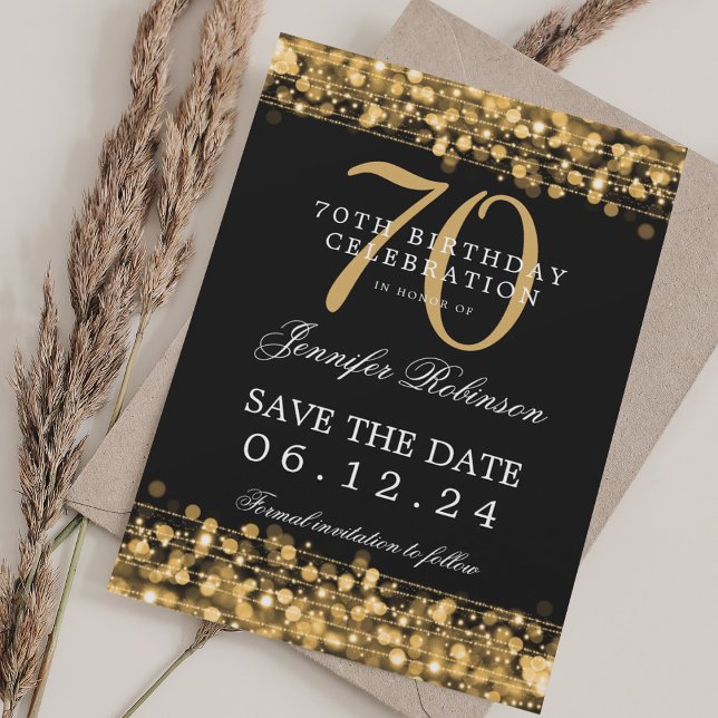Gold 70th Birthday Save the Date  Invitation (Gold 70th Birthday Save the Date Invitation)