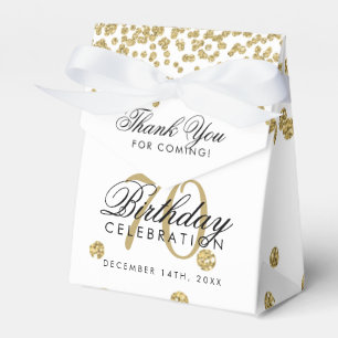 Gold 70th Birthday Thank You Confetti Favor Box