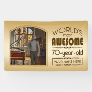 Gold 70th Birthday World’s Best Custom Photo Frame Banner