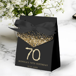Gold 70th Diamonds Birthday Party Favor Box