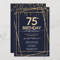 Gold 75th Anniversaire de fête Budget Invitation