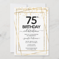 Gold 75th Anniversaire de fête Budget Invitation