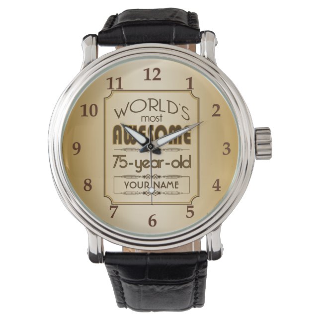 Gold 75th Birthday Celebration World Best Fabulous Watch (Front)