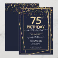 Gold 75th Birthday Party Budget Invitation