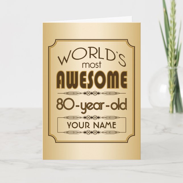 Gold 80th Birthday Celebration World Best Fabulous Card (Front)