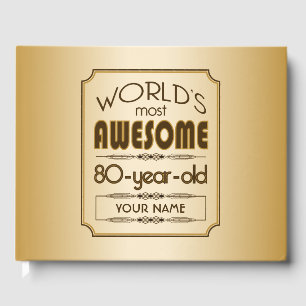 Gold 80th Birthday Celebration World Best Fabulous Guest Book