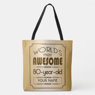 Gold 80th Birthday Celebration World Best Fabulous Tote Bag