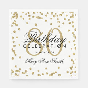 Gold 80th Birthday Glitter Confetti Napkin