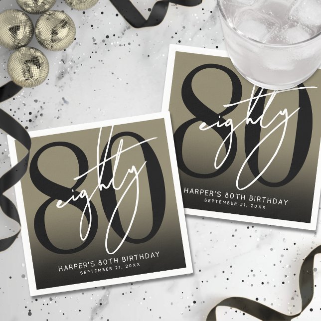 Gold 80th Birthday Party Napkin (Gold 80th Birthday Party Napkins )