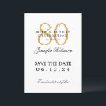 Gold 80th Birthday Party Save the Date  Invitation<br><div class="desc">Elegant "80th Birthday Party" design with a formal typography script,  custom name,  and detailed text. Easy to use and easy to personalize. Order Today!</div>