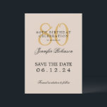 Gold 80th Birthday Save the Date Champagne Invitation<br><div class="desc">Elegant "80th Birthday Party" design with a formal typography script,  custom name,  and detailed text. Easy to use and easy to personalize. Order Today!</div>