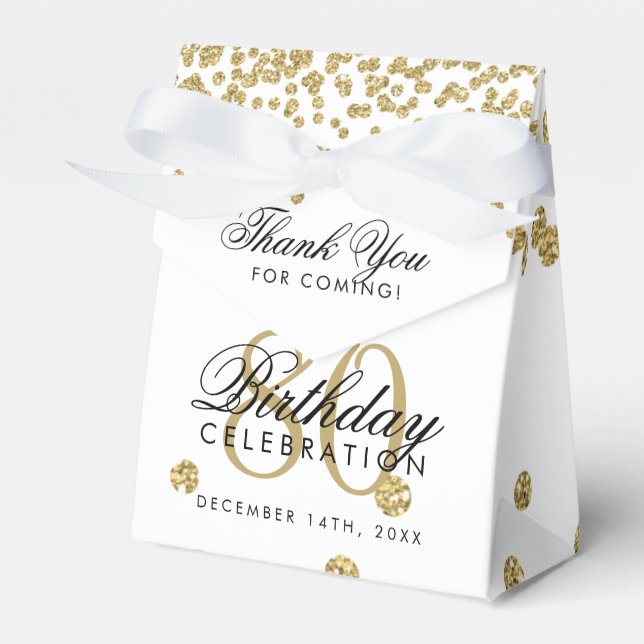 Gold 80th Birthday Thank You Confetti Favor Box (Front Side)