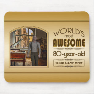 Gold 80th Birthday World’s Best Custom Photo Frame Mouse Pad