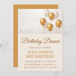 Gold 81st birthday invitation Birthday dinner 