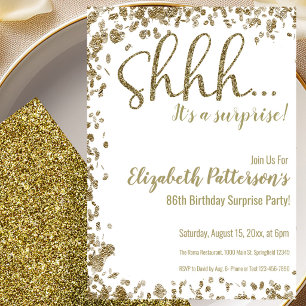 Gold 86th Surprise Birthday Party Invitation