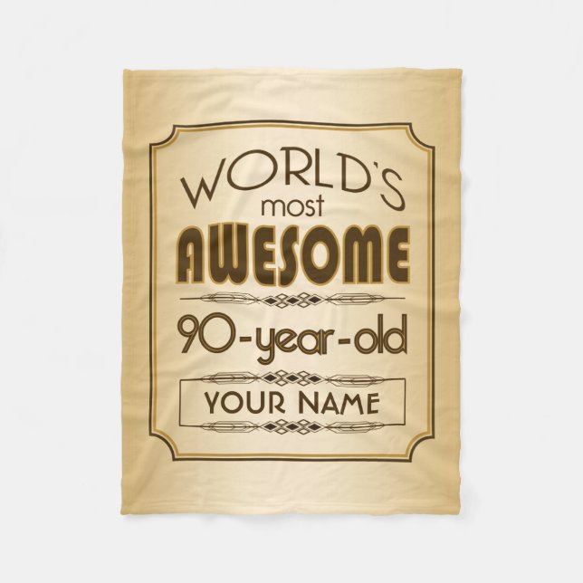 Gold 90th Birthday Celebration World Best Fabulous Fleece Blanket (Front)