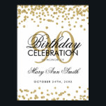 Gold 90th Birthday Glitter Confetti Poster<br><div class="desc">Elegant 90th Birthday Gold Faux Glitter Confetti banner template.</div>