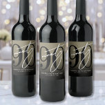 Gold 90th Birthday Party Wine Label<br><div class="desc">Modern Black and White 90th Wine Bottle Label Sticker. Celebrate ninety years in style with this bold and contemporary label design featuring a large black “90” across most of the space, with a handwritten script-style white “Ninety” layered over it for a sleek, minimalist look. At the bottom, there’s room to...</div>