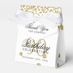 Gold 90th Birthday Thank You Confetti Favor Box