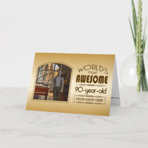Gold 90th Birthday World’s Best Custom Photo Frame Card