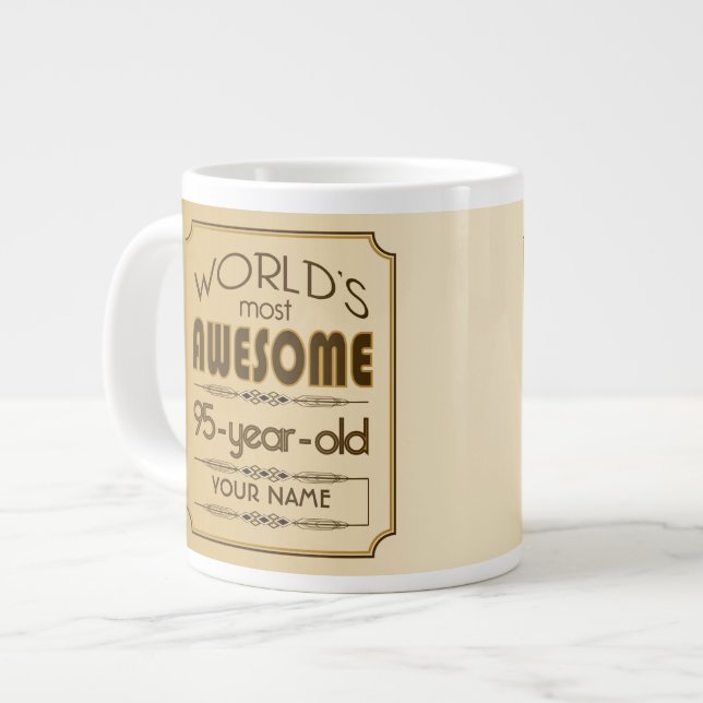 Gold 95th Birthday Celebration World Best Fabulous Large Coffee Mug (Front Left)