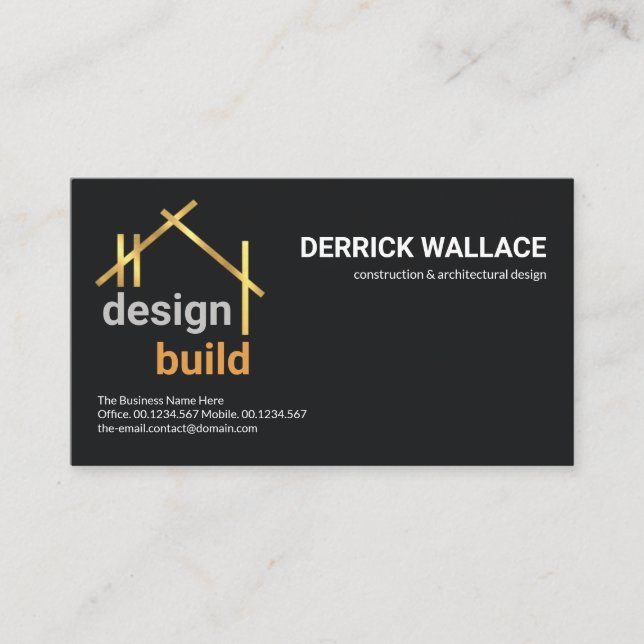 Gold A-Frame Rooftop Structure Architectural Business Card (Front)