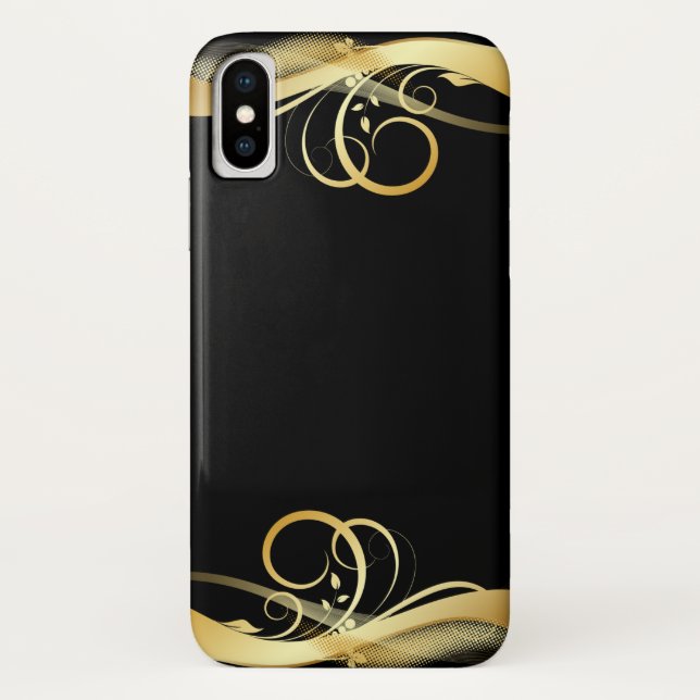 gold abstract design on black Case-Mate iPhone case (Back)