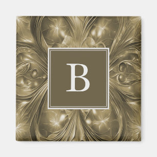 Gold Abstract Flourish Monogram Magnet