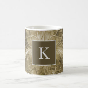 Gold Abstract Flourish Monogram Mug