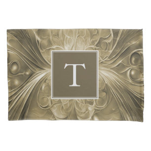 Gold Abstract Flourish Monogram Pillowcase