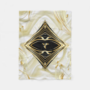 Gold Abstract flowers & Black on Champane silk Fleece Blanket