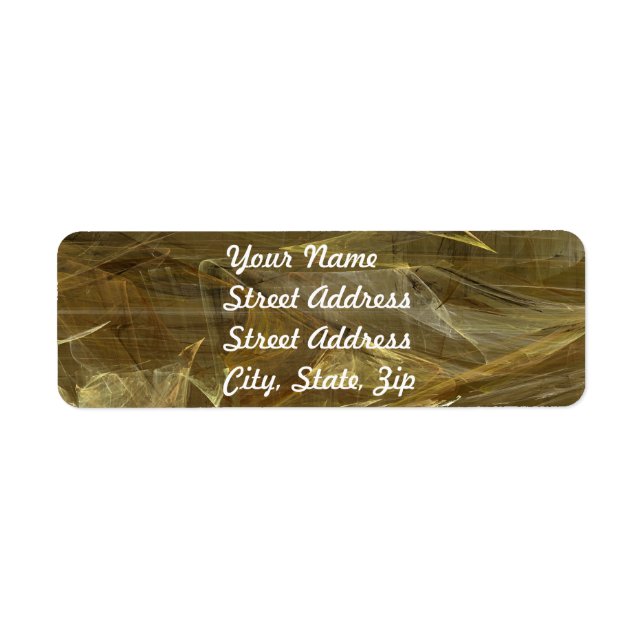 Gold Abstract Fractal Return Address Sticker (Front)