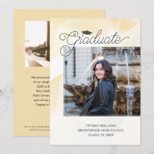 Gold Abstract Graduation Bible Verse Photo Announcement