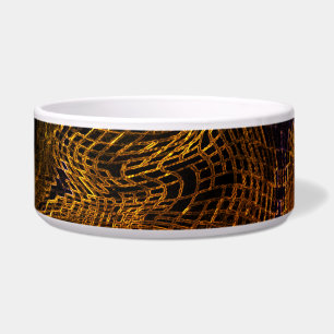 Gold Abstract Large Ceramic Pet Bowl