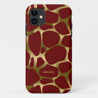 Gold abstract leopard pattern on red