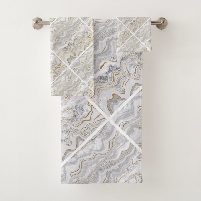GOLD ABSTRACT MARBLE Towel BATHROOM TOWEL SET (Insitu)